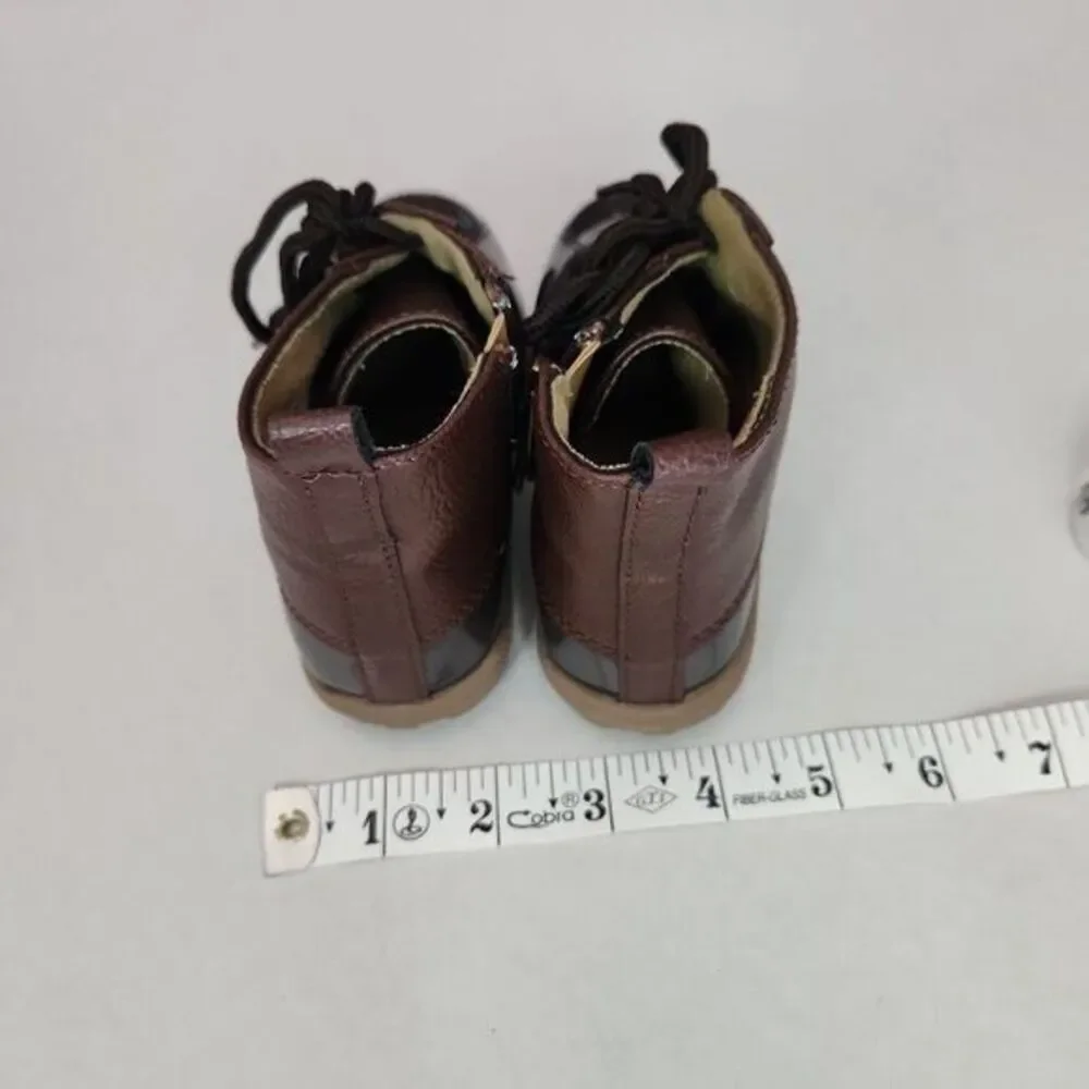 Stepping Stones Toddler Brown Duck Boots Size 8 Lace Up Side Zip Water Resistant